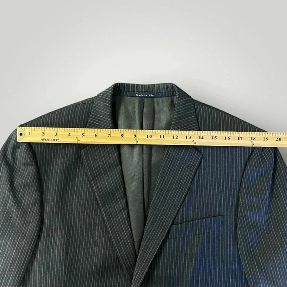 BURBERRY London Blazer Stripe Gray Wool Sz 42L - Picture 6 of 13